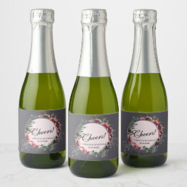 Cheers Floral Elegant Gray Sparkling Weinkarte