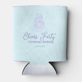 Cheers forty happy birthday cake blue purple name  dosenkühler