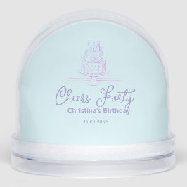 Cheers forty happy birthday cake blue purple name  schneekugeln
