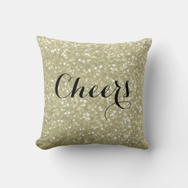 Cheers Glittery Gold Pillow Kissen (Vorderseite)