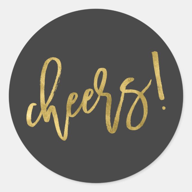 Cheers Gold Glam Gastgeschenk Stickers (Vorderseite)