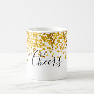 Cheers Gold Polka Dot Confetti Tasse