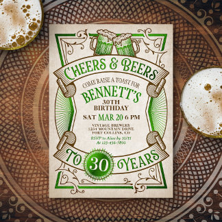Cheers Green Bers St. Patrick's Birthday Einladung