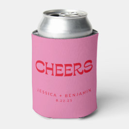 Cheers Groovy Pink Red Typografy Names Wedding Dosenkühler