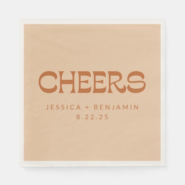 Cheers Groovy Terracotta Sand Individuellen Namens Serviette (Vorderseite)