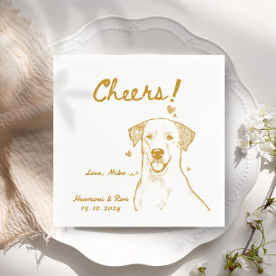 Cheers Hand Drawn Funny Dog Simple Wedding Serviette