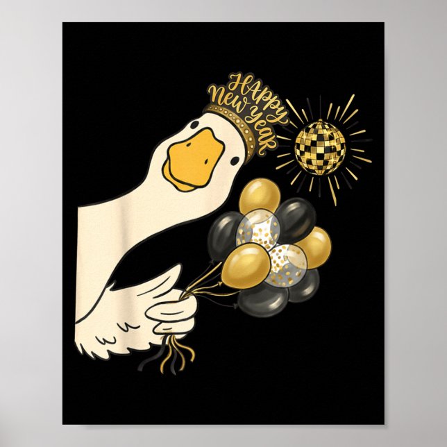 Cheers Happy New Year 2026 Goose With Balloon Disc Poster (Vorne)