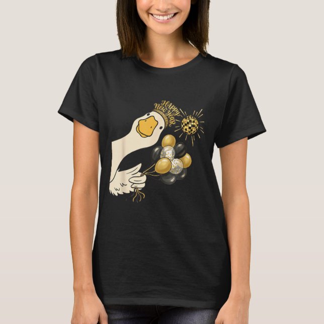 Cheers Happy New Year 2026 Goose With Balloon Disc T-Shirt (Vorderseite)