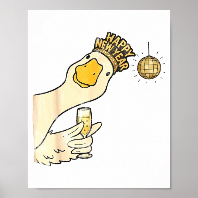 Cheers Happy New Year 2026 Goose With Champagne Di Poster (Vorne)