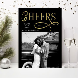 Cheers  Happy New Year Modern Chic 2 Photo Feiertagskarte