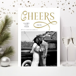 Cheers  Happy New Year Modern Chic 2 Photo Feiertagskarte