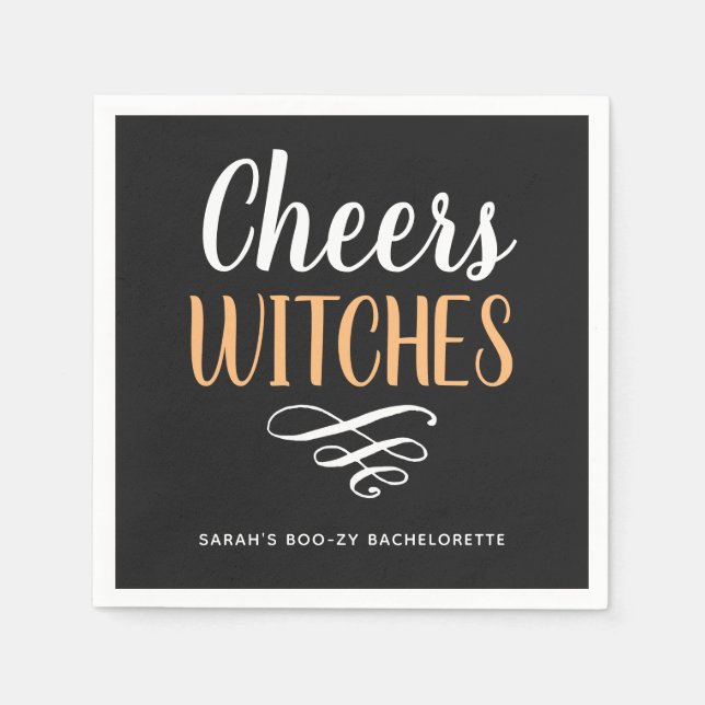 Cheers Hexches Bachelorette Halloween-Party Serviette (Vorderseite)