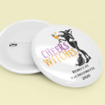 Cheers Hexen Halloween Cocktail Bachelorette Button<br><div class="desc">Dieses Design wurde mithilfe von digitaler Kunst erstellt und kann in dem Bereich personalisiert sein, der zur Verfügung gestellt wird, oder indem Sie den Klick wählen, um weitere Optionen anzupassen und den Namen, die Initialen oder die Wörter zu ändern. Sie können auch die Textfarbe und den Textstil ändern oder den...</div>
