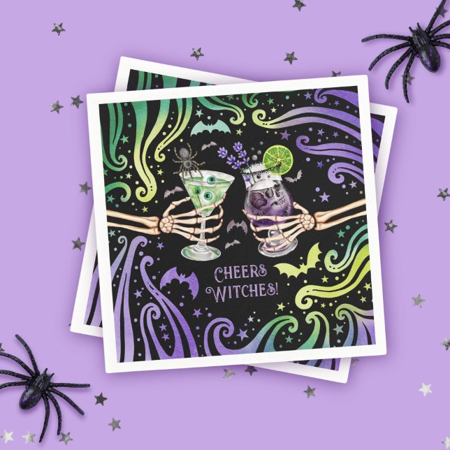 Cheers Hexes Halloween Cocktail Brillen Serviette (Cheers Witches Halloween Cocktail Glasses Napkins)