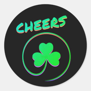 Cheers Ireland Clover Kleeblatt St Patrick's Runder Aufkleber