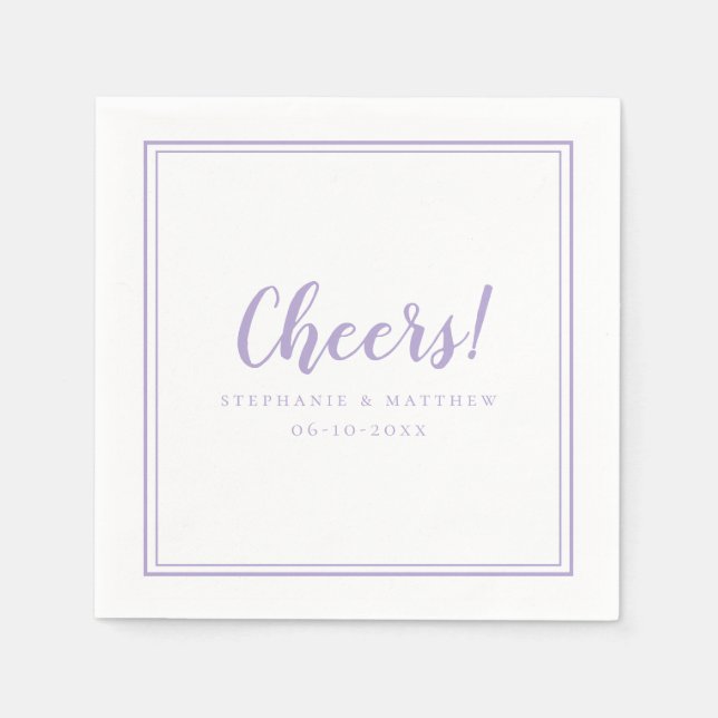 Cheers Lavender Wedding Reception Cocktail  Serviette (Vorderseite)