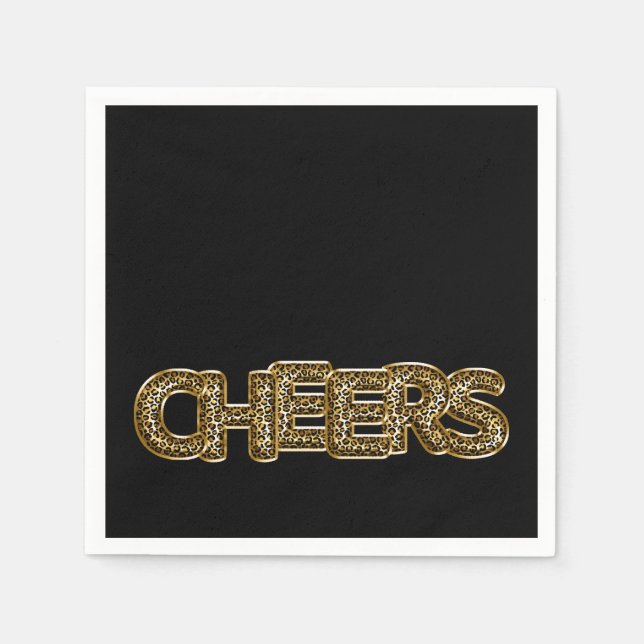 CHEERS Leopard Print Balloon Celebration Chic Fun Serviette (Vorderseite)