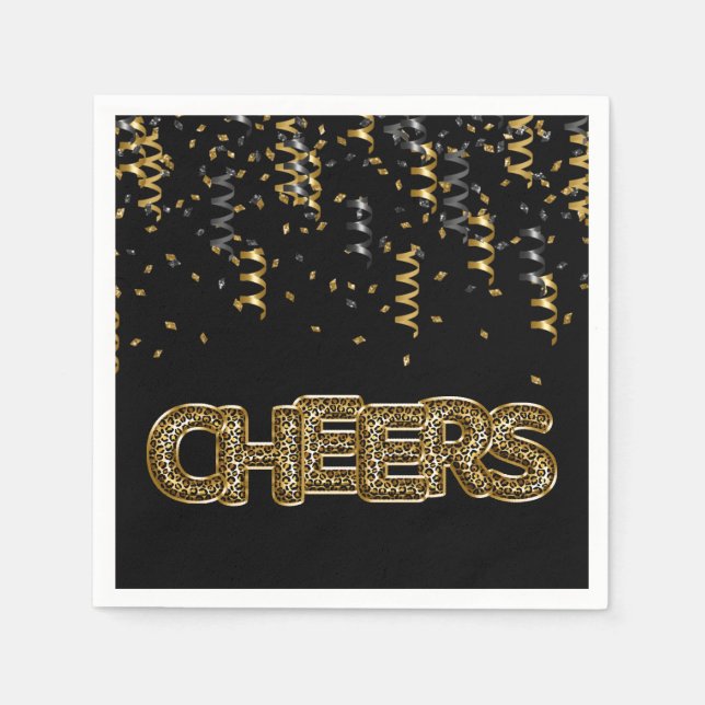 CHEERS Leopard Print Balloon Celebration Chic Fun Serviette (Vorderseite)