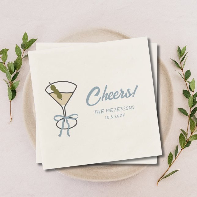 Cheers Martini Chic Personalisiert Wedding Napkins Serviette (Cheers Martini Chic Personalized Wedding Napkins
)