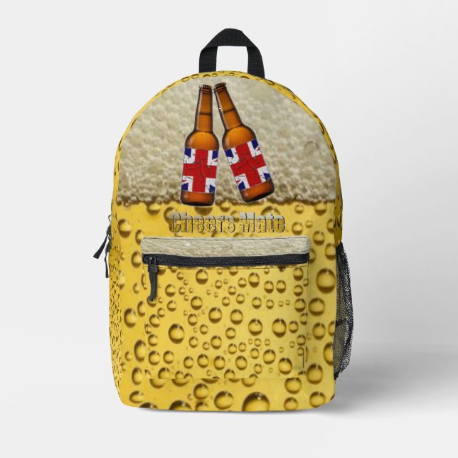 Cheers Mate British Beer Flaschen Backpack Bedruckter Rucksack (Vorderseite)