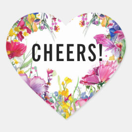 ❤️ CHEERS! 🌻 💗 🌹 Meadow Blooms Collection Herz-Aufkleber