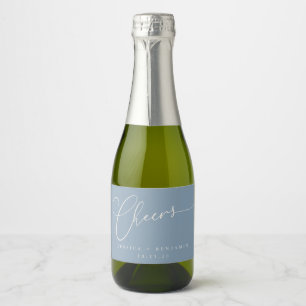 Cheers Minimal Dusty Blue Script Custom Wedding