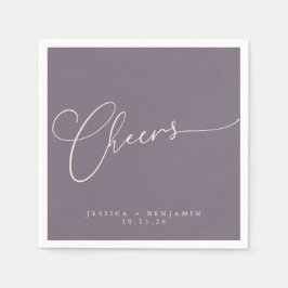 Cheers Minimal Dusty Lila Script Custom Wedding Serviette