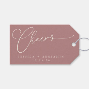 Cheers Minimal Dusty Rose Script Custom Wedding Geschenkanhänger