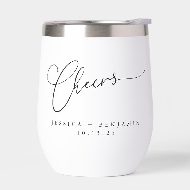 Cheers Minimal Schwarz-weiße Script Custom Wedding (Links)