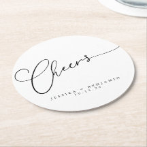Cheers Minimal Schwarz-weiße Script Custom Wedding