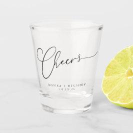 Cheers Minimal Schwarz-weiße Script Custom Wedding Schnapsglas