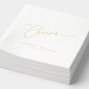 Cheers Minimal Script Custom Wedding Elegant Gold Servietten Mit Folie