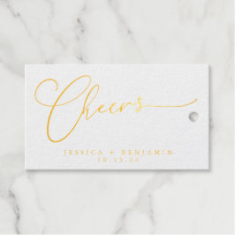 Cheers Minimal Script Custom Wedding White Gold Geschenkanhänger