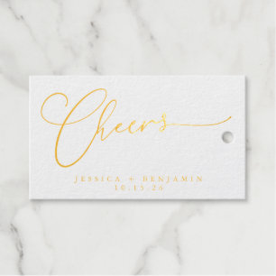 Cheers Minimal Script Wedding Foto White Gold Geschenkanhänger