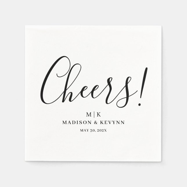 Cheers Minimal und Chic | Hochzeit von Napkins Serviette (Vorderseite)