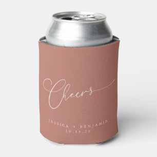 Cheers Minimalistisch Terracotta Script Custom Wed Dosenkühler