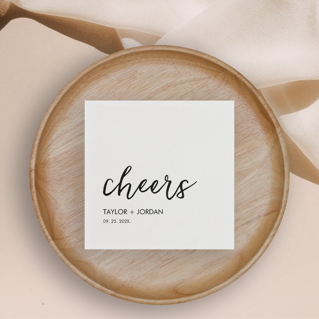 Cheers Minimalistische Moderne SkriptWedding Party Serviette (Von Creator hochgeladen)