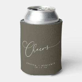Cheers Minimalistische Olive Script Custom Wedding Dosenkühler