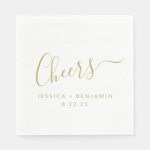 Cheers Minimalistische White Gold Custom Wedding Serviette