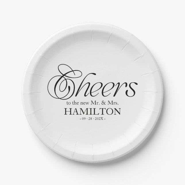 Cheers Modern Minimalist Wedding Pappteller (Vorderseite)