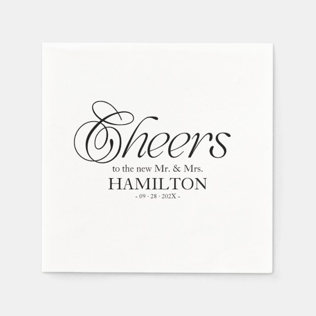 Cheers Modern Minimalist Wedding Serviette (Vorderseite)