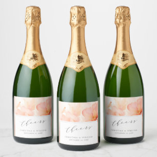 Cheers Moderne Wasserfarben Peach Blume Hochzeit