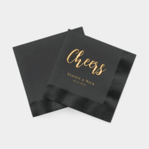 Cheers Moderner Minimal   Wedding Monogram Servietten Mit Folie