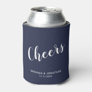 "Cheers" Modernes Script Navy Blue Dosenkühler