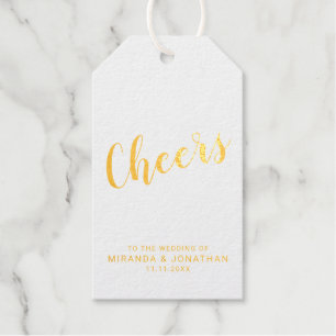 'Cheers' Modernes Skript Hochzeit Wein Gold Geschenkanhänger