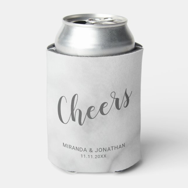 "Cheers" Modernes Skript Weißes Marmor Dosenkühler (Kanne Vorderseite)