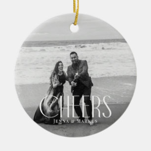 Cheers Modernes Weihnachts-Foto Minimal Design Keramik Ornament