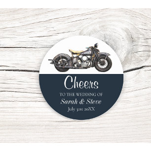 Cheers Motorrad Vintage Hochzeit Datum Brauerei Runder Aufkleber