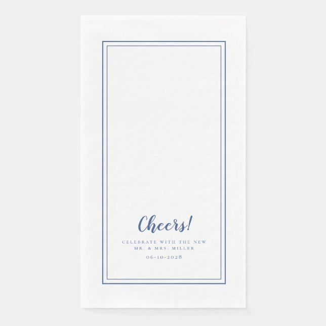 Cheers Mr & Mrs Blue White Modern Wedding Dinner Serviette (Vorderseite)