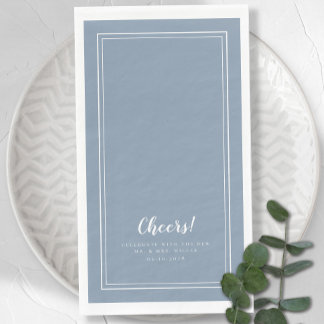 Cheers Mr & Mrs Modern Wedding Dusty Blue Dinner Serviette